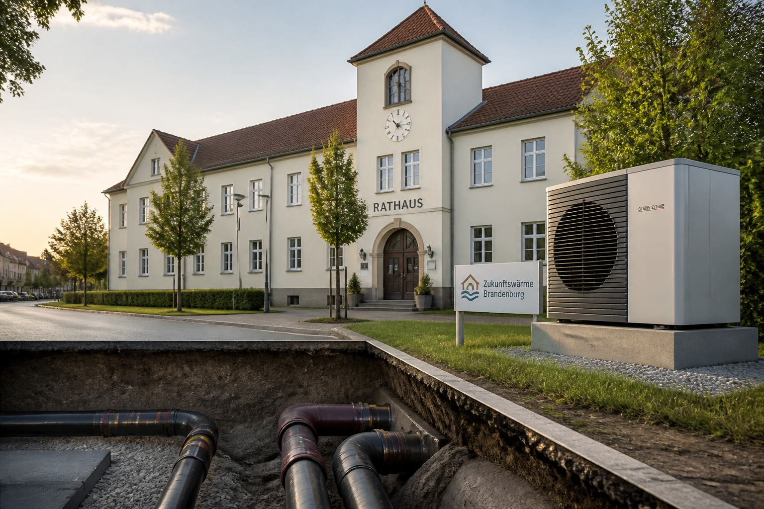 Kommunale Wärmeversorgung in Brandenburg mit Nahwärmenetz und Wärmepumpe im Vergleich