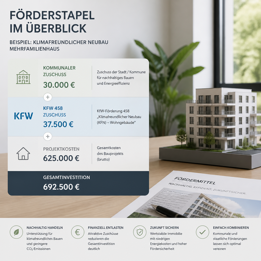 Diagramm zur Kombination aus kommunaler Förderung und KfW 458 bei Wärmepumpen in Brandenburg