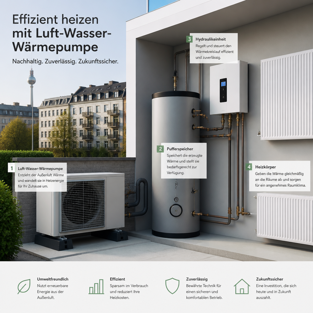 Kostenbausteine einer Wärmepumpe in Berlin visualisiert