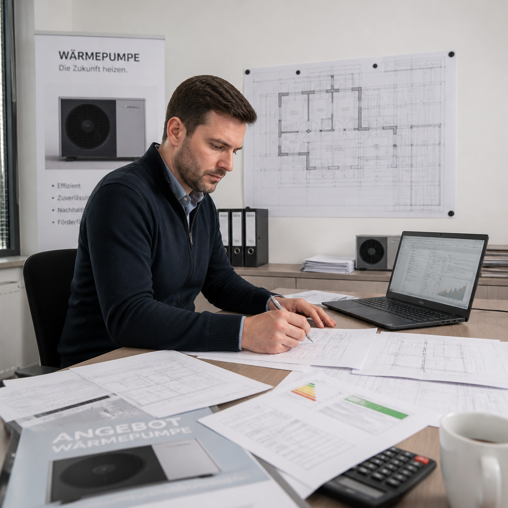 Fachgerechte Planung einer Wärmepumpe mit Heizlastberechnung und Angebot im Bestand