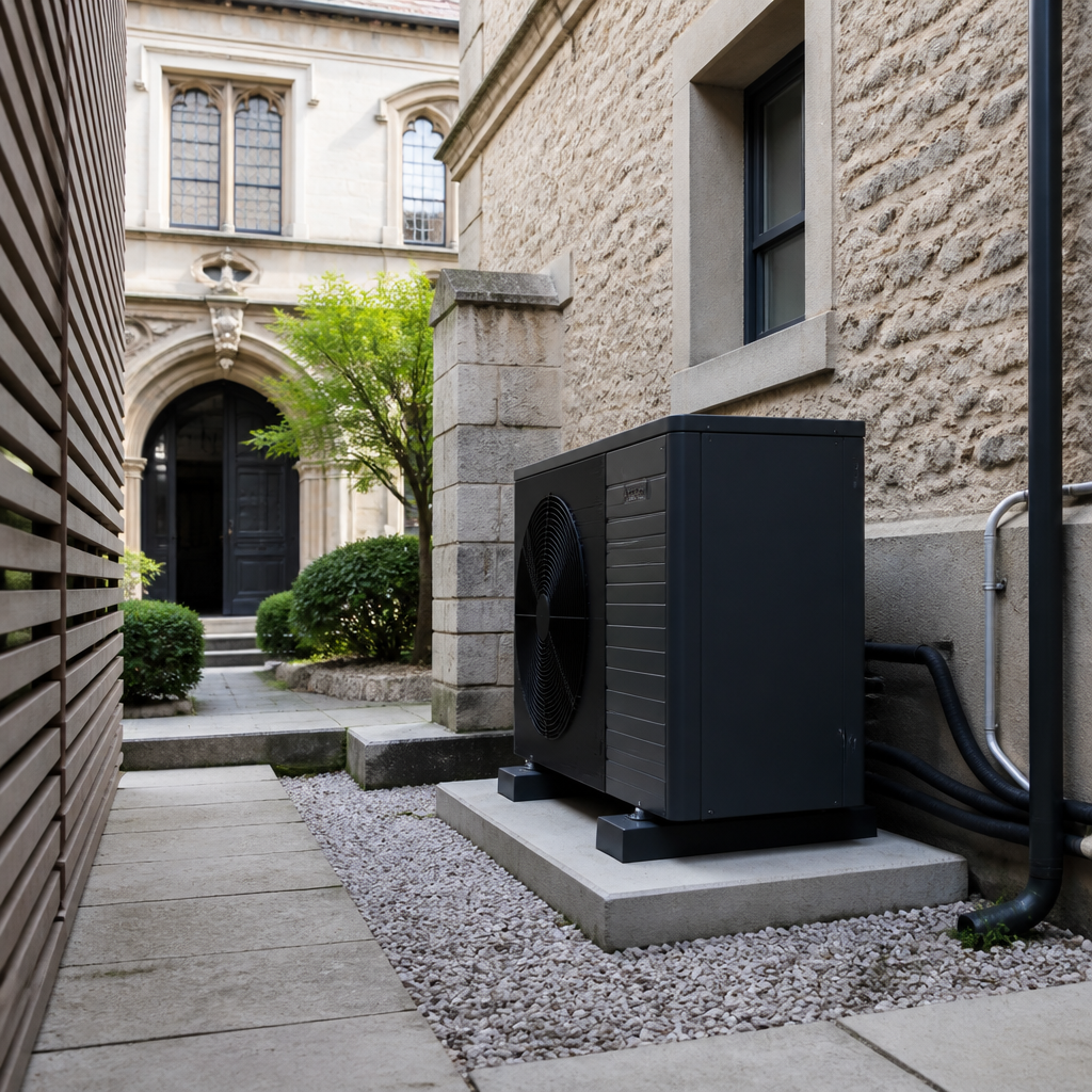 Technische Planung einer Wärmepumpe im Denkmal mit Schallschutz und Leitungsführung