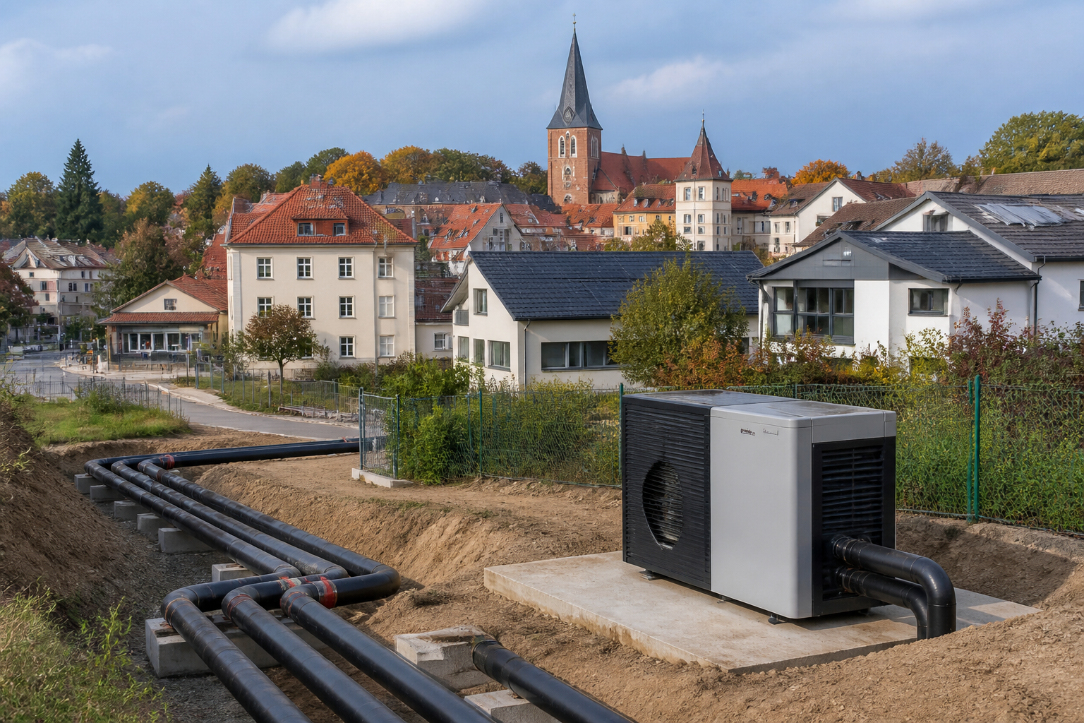 Kommunale Wärmeplanung in Brandenburg mit Nahwärmenetz und Wärmepumpe im Vergleich