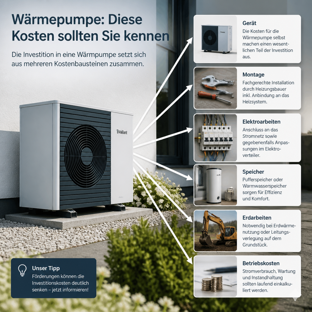 Schematische Darstellung der Kostenbausteine einer Wärmepumpe