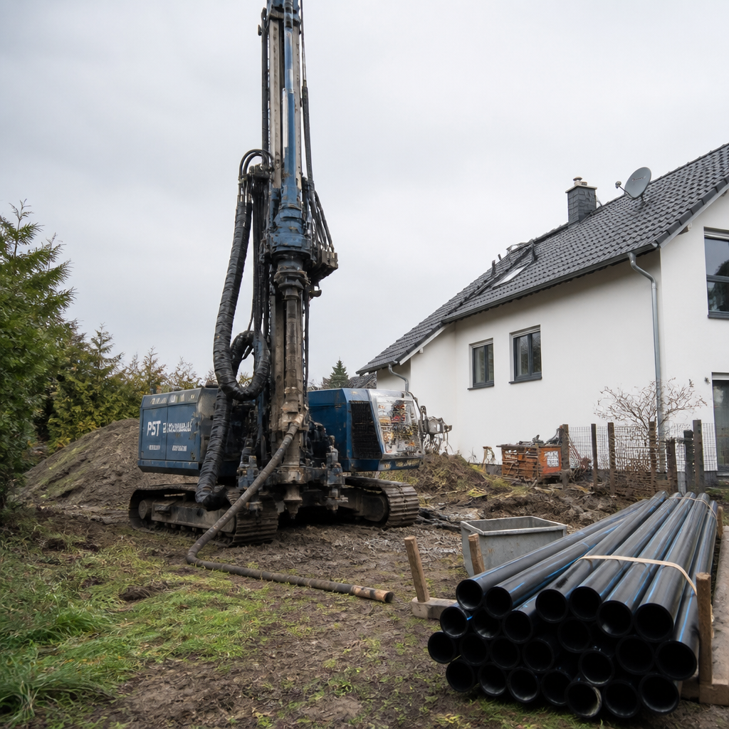 Erdbohrung für eine Sole-Wasser-Wärmepumpe