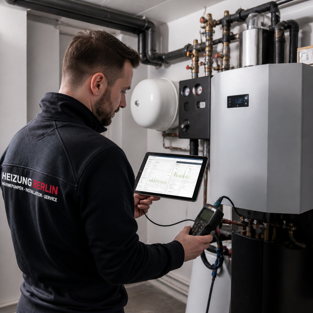 Fachbetrieb misst Heizsystem für Wärmepumpe in Berlin aus