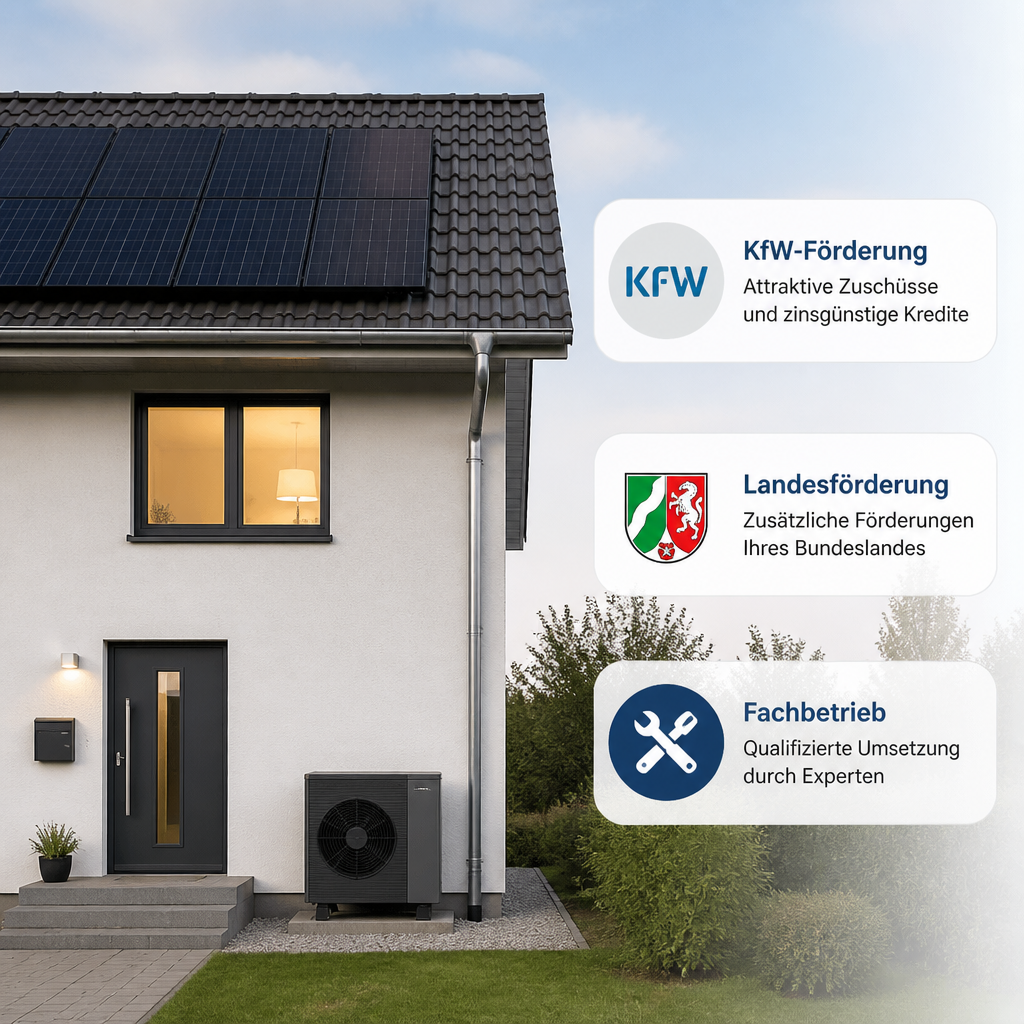 Infografik zu Förderwegen für Wärmepumpen in Deutschland, Berlin und Brandenburg