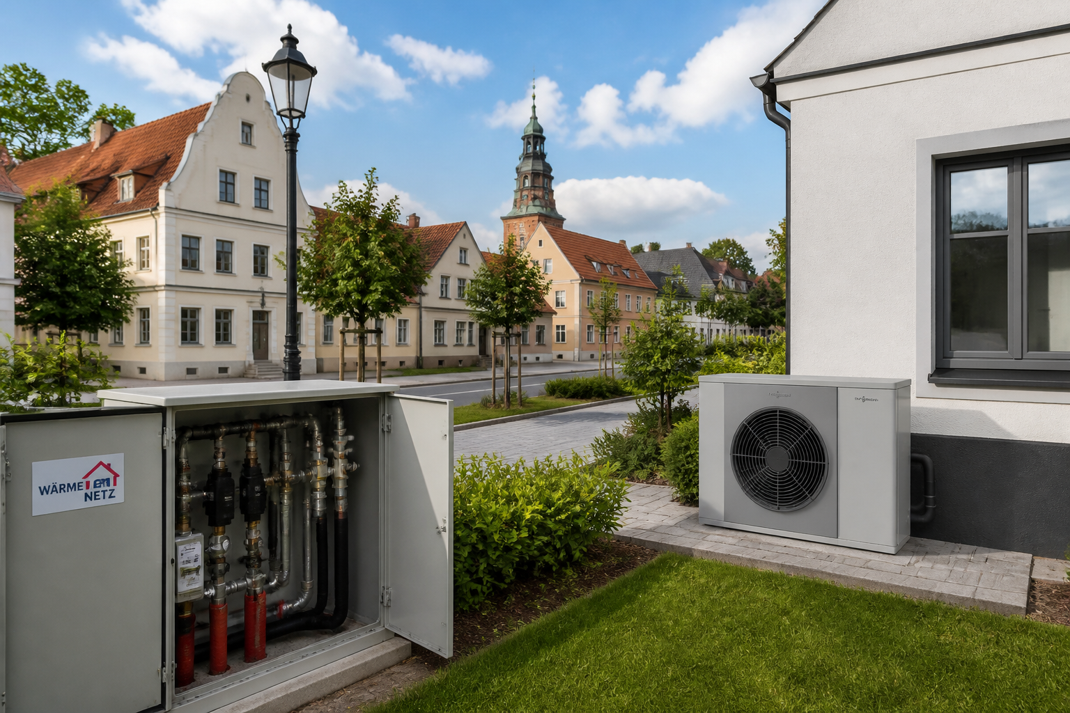 Kommunale Wärmeversorgung in Brandenburg mit Wärmenetz und Wärmepumpe im Vergleich