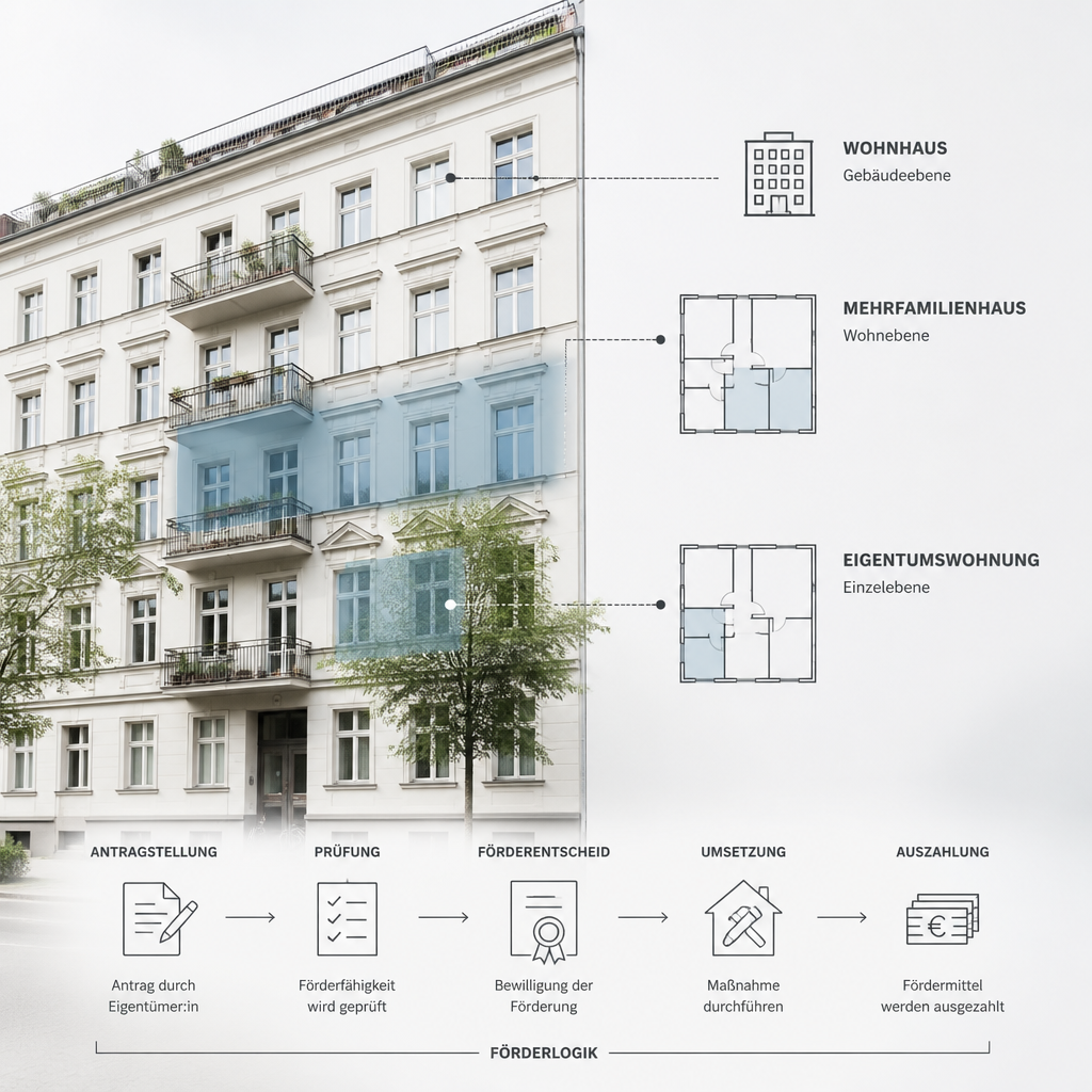 Schema zur Gebäudetyp-Prüfung bei KfW-458 in Berlin