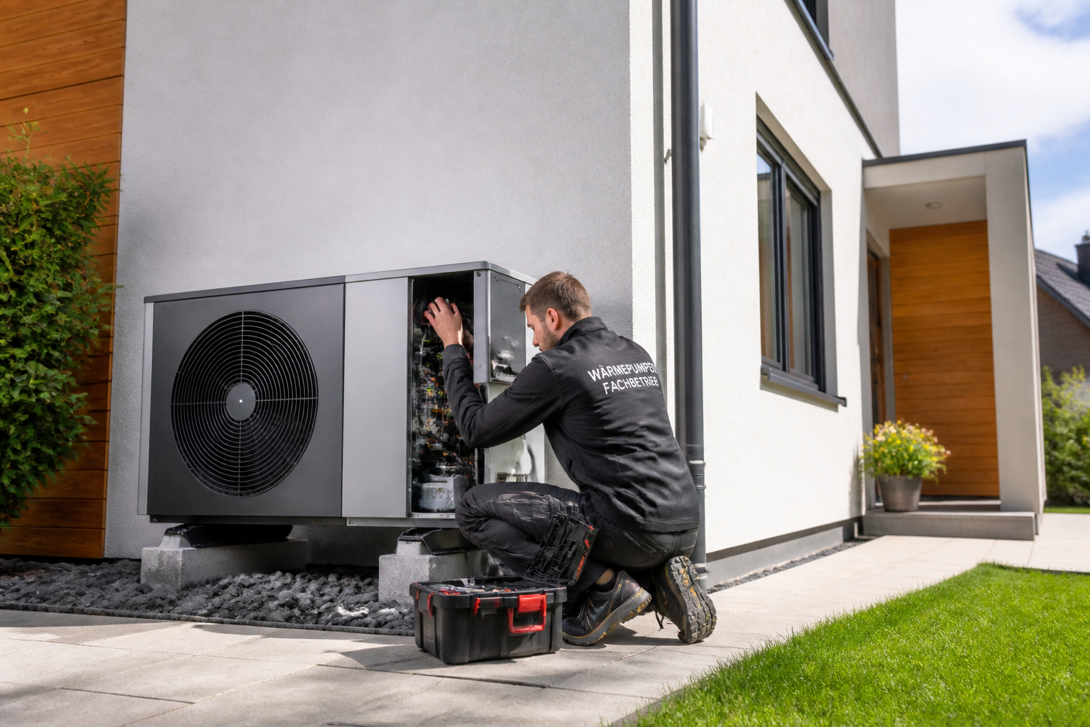 Fachgerechte Installation einer Wärmepumpe an einem Wohnhaus in Berlin oder Brandenburg