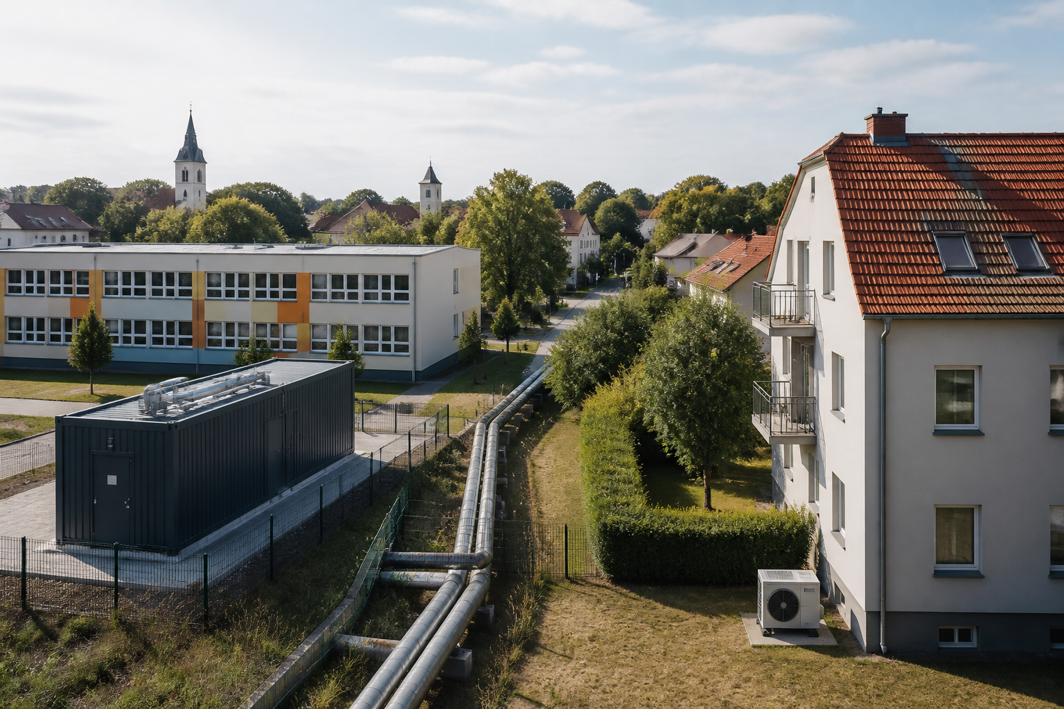 Kommunale Wärmeversorgung in Brandenburg mit Nahwärmenetz und Wärmepumpe im Vergleich