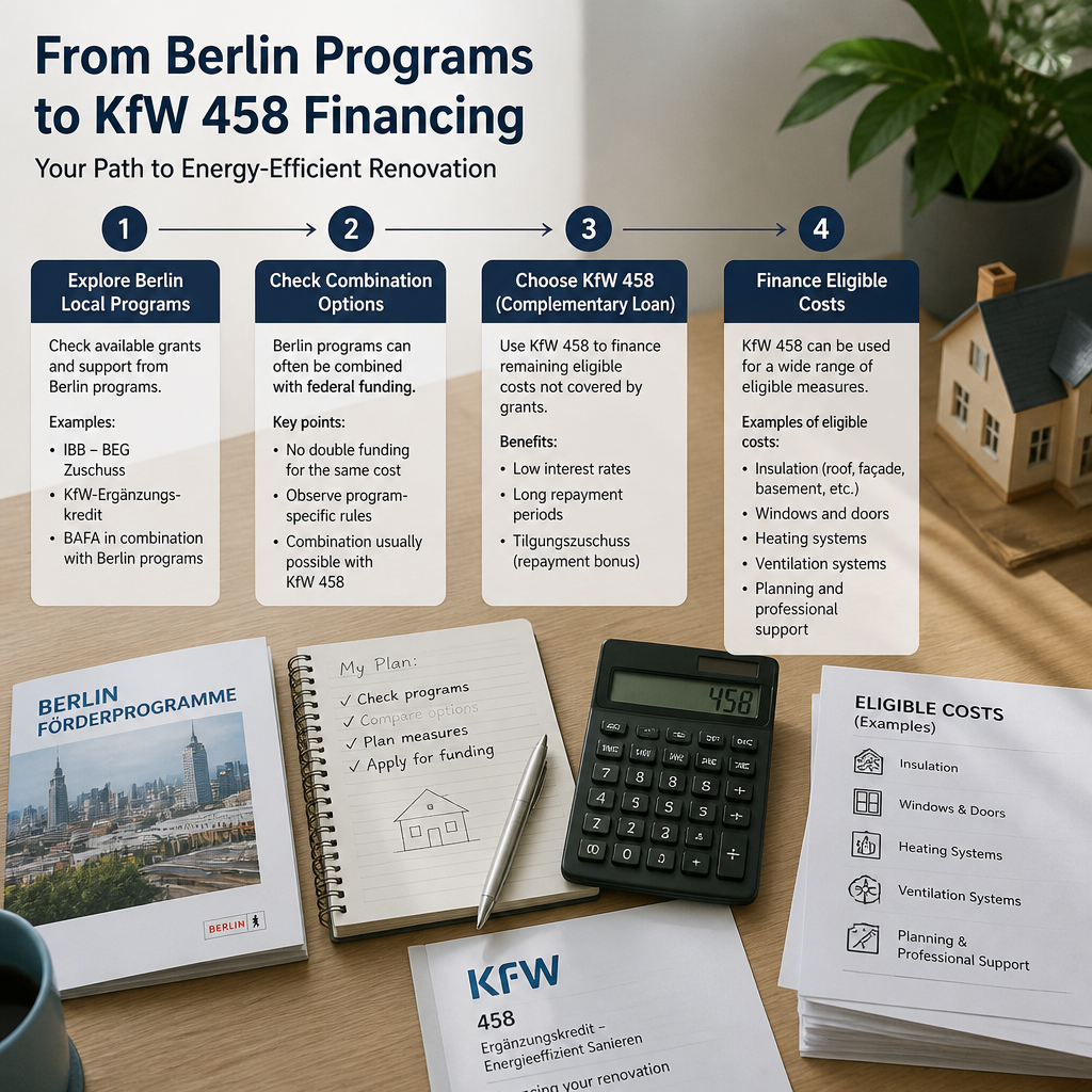 Förderlogik für Wärmepumpe in Berlin als Entscheidungsdiagramm